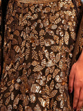 Attractive Brown Sequins Embroidery Net Party Wear Lehenga Choli With Dupatta