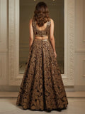Dreamy Brown Sequins Work Net Sangeet Wear Lehenga Choli With Dupatta