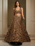 Dreamy Brown Sequins Work Net Sangeet Wear Lehenga Choli With Dupatta