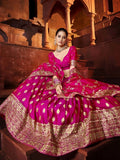 Beautiful Hot Pink Sequins Silk Wedding Lehenga Choli With Dupatta
