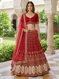 Lovable Red Resham Embroidery Organza Bridal Lehenga Choli With Dupatta