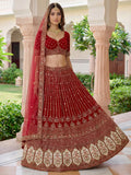 Lovable Red Resham Embroidery Organza Bridal Lehenga Choli With Dupatta