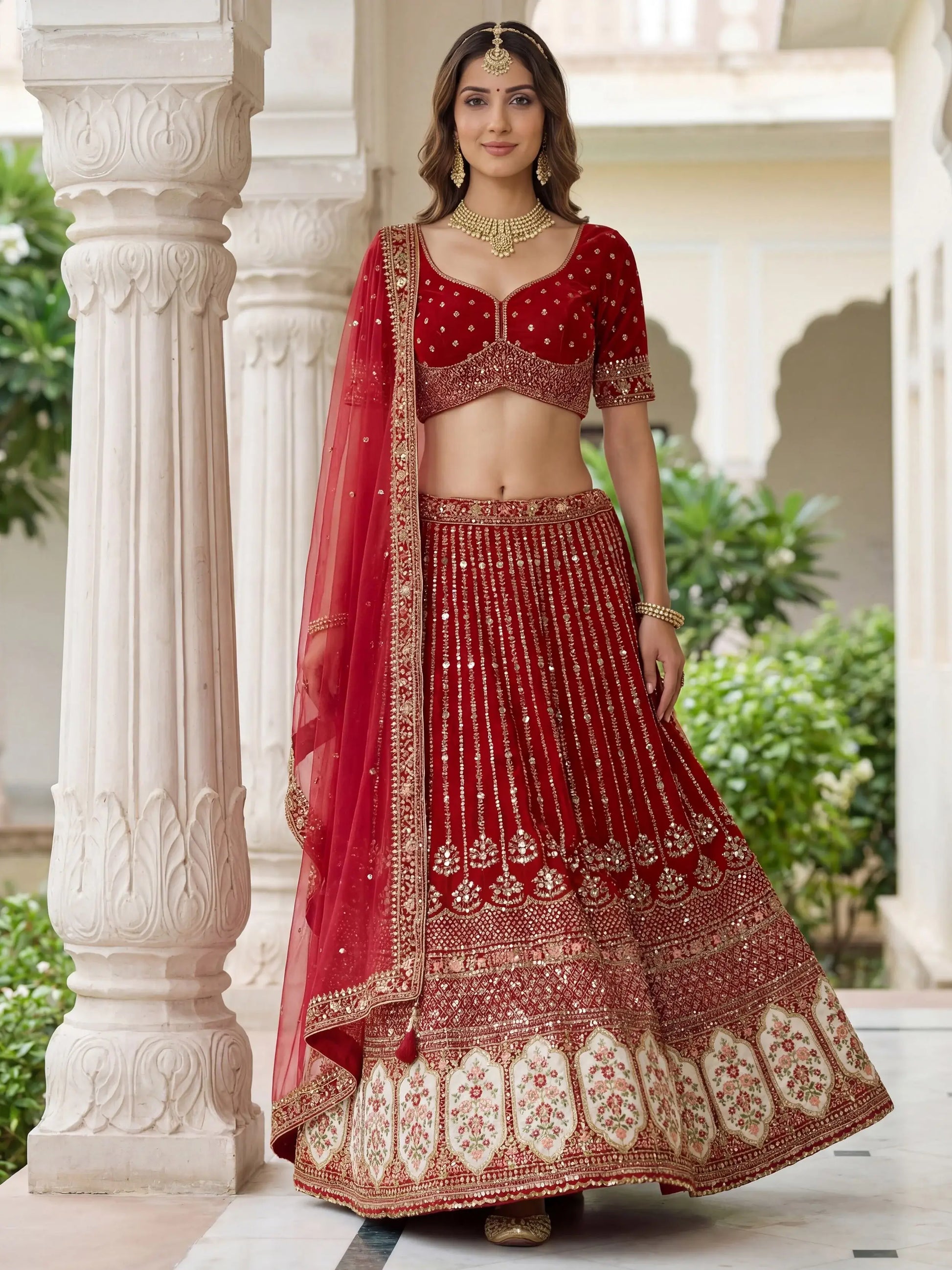 Lovable Red Resham Embroidery Organza Bridal Lehenga Choli With Dupatta