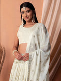 Striking White Sequins Georgette Evening Wear Lehenga Choli With Dupatta