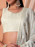 Striking White Sequins Georgette Evening Wear Lehenga Choli With Dupatta