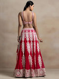 Bewitching Red Thread Work Georgette Wedding Wear Lehenga Choli
