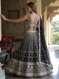 Charming Black Embroidered Georgette Party Wear Lehenga Choli With Dupatta