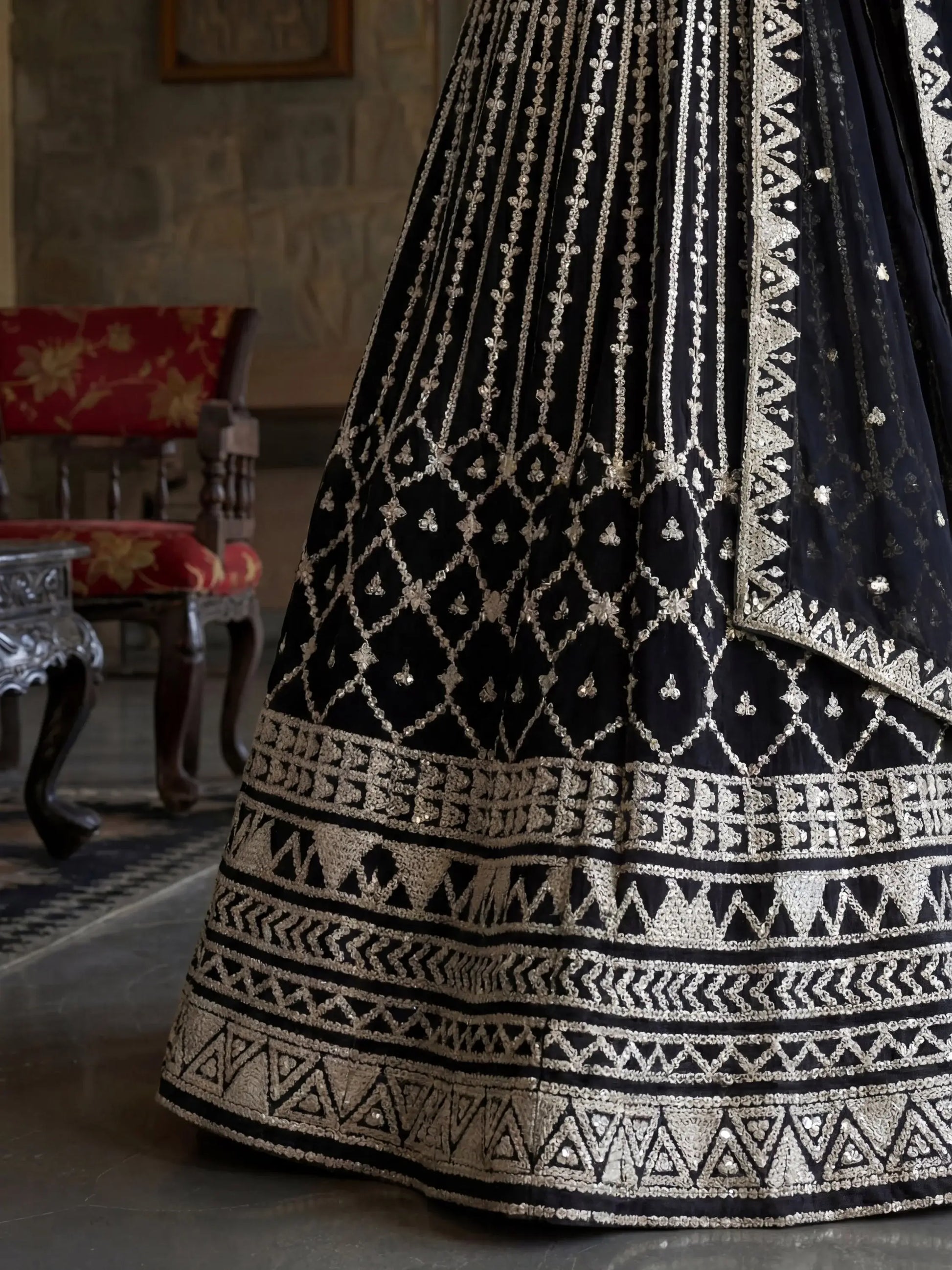 Charming Black Embroidered Georgette Party Wear Lehenga Choli With Dupatta