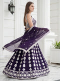 Pleasant Purple Sequin Georgette Wedding Wear Lehenga With Blouse