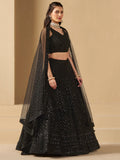 Wonderful Black Sequins Georgette Reception Wear Lehenga Choli