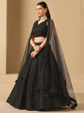 Wonderful Black Sequins Georgette Reception Wear Lehenga Choli