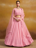 Precious Pink Sequins Georgette Festival Wear Lehenga Choli