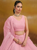 Precious Pink Sequins Georgette Festival Wear Lehenga Choli