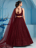 Alluring Maroon Sequins Reception Wear Lehenga Choli With Net Dupatta