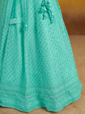 Astounding Sky-Blue Sequins Georgette Engagement Wear Lehenga Choli