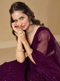 Marvelous Wine Thread Work Georgette Reception Wear Lehenga Choli