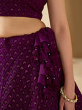 Marvelous Wine Thread Work Georgette Reception Wear Lehenga Choli