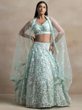 Beautiful Blue Sequins Net Engagement Wear Lehenga Choli With Dupatta