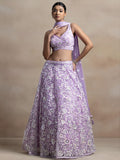 Surprising Lavender Sequins Net Reception Wear Lehenga Choli