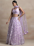 Surprising Lavender Sequins Net Reception Wear Lehenga Choli