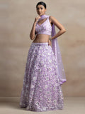 Surprising Lavender Sequins Net Reception Wear Lehenga Choli