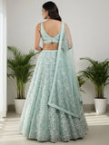 Stellar Green Sequins Net Bridesmaid Lehenga Choli With Dupatta