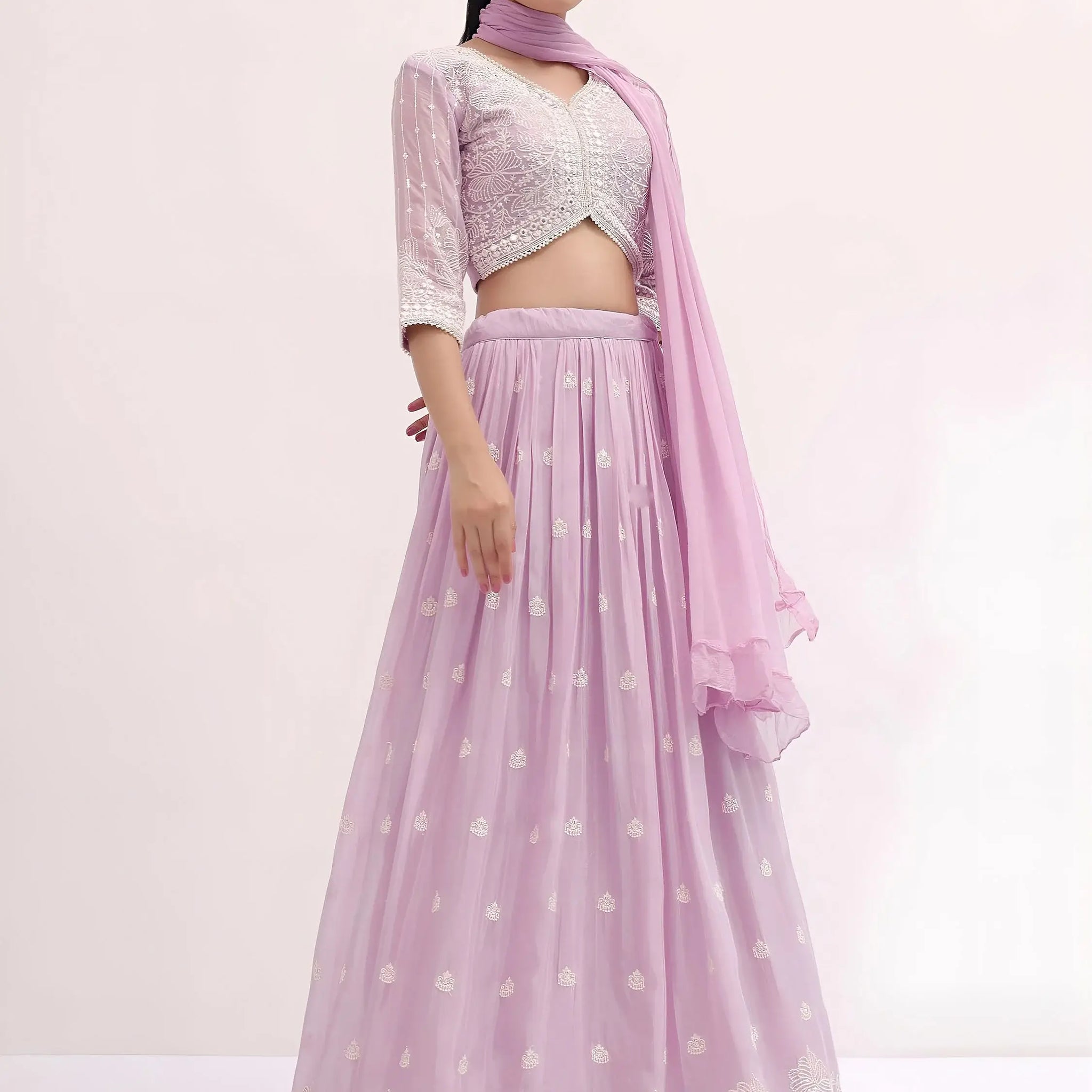 Awesome Pink Sequins Georgette Party Wear Lehenga Choli