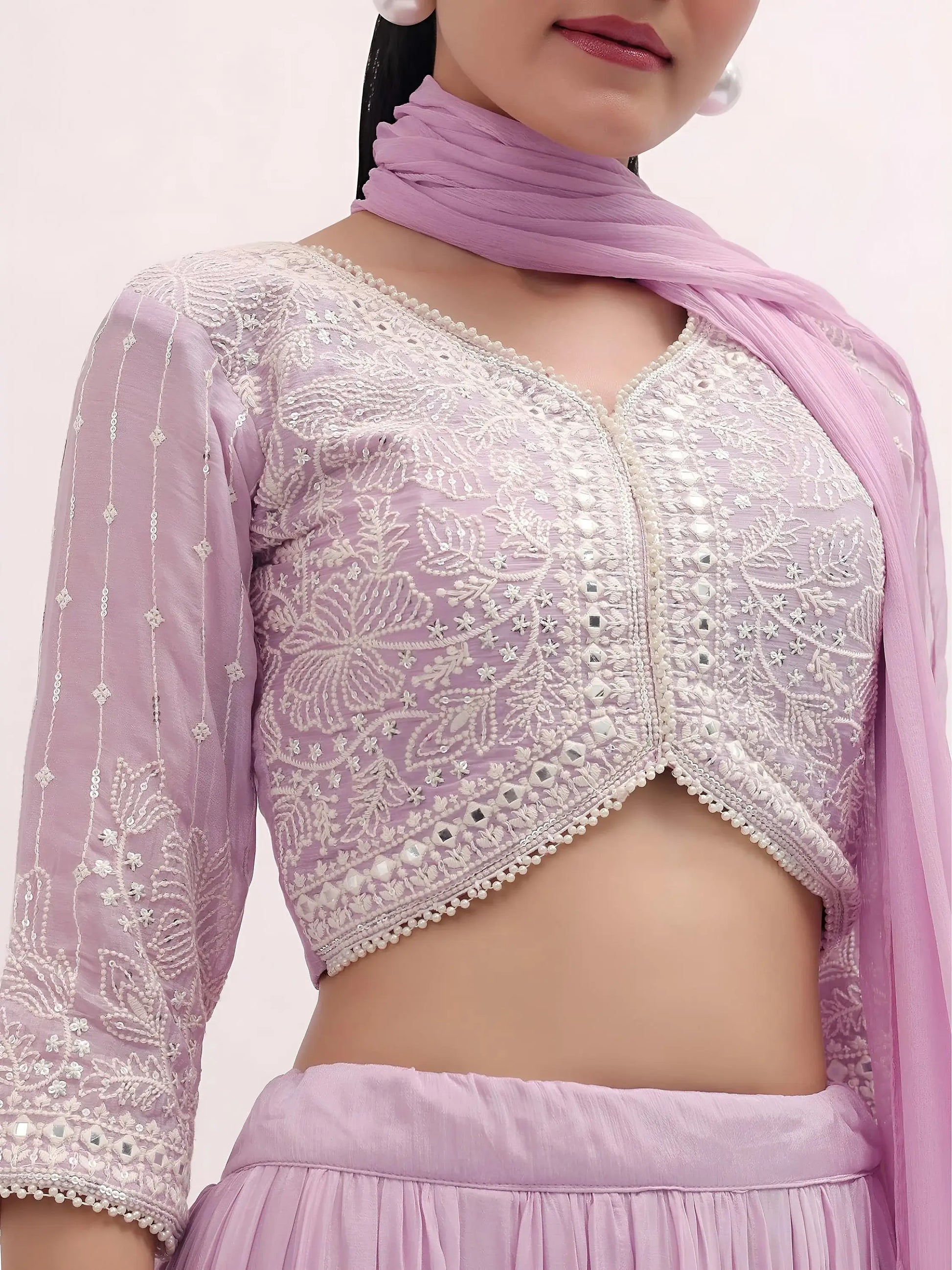 Awesome Pink Sequins Georgette Party Wear Lehenga Choli