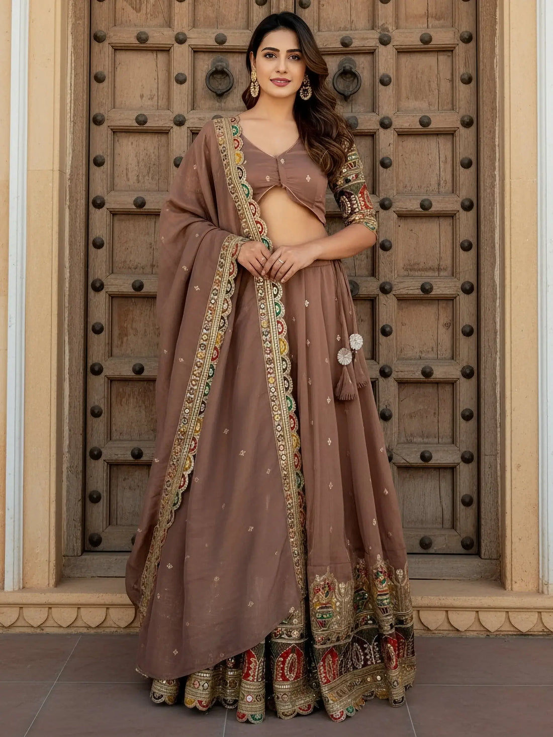 Lovable Beige Multi Thread Work Silk Event Wear Lehenga Choli With Dupatta