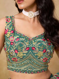 Timeless Green Floral Embroidery Georgette Event Wear Lehenga With Blouse