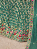 Timeless Green Floral Embroidery Georgette Event Wear Lehenga With Blouse
