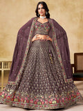 Stupendous Purple Heavy Embroidered Georgette Traditional Lehenga Choli