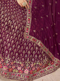 Spectacular Maroon Sequins Embroidery Georgette Wedding Wear Lehenga Choli