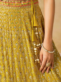Incredible Yellow Embroidered Georgette Haldi Wear Lehenga Choli With Dupatta