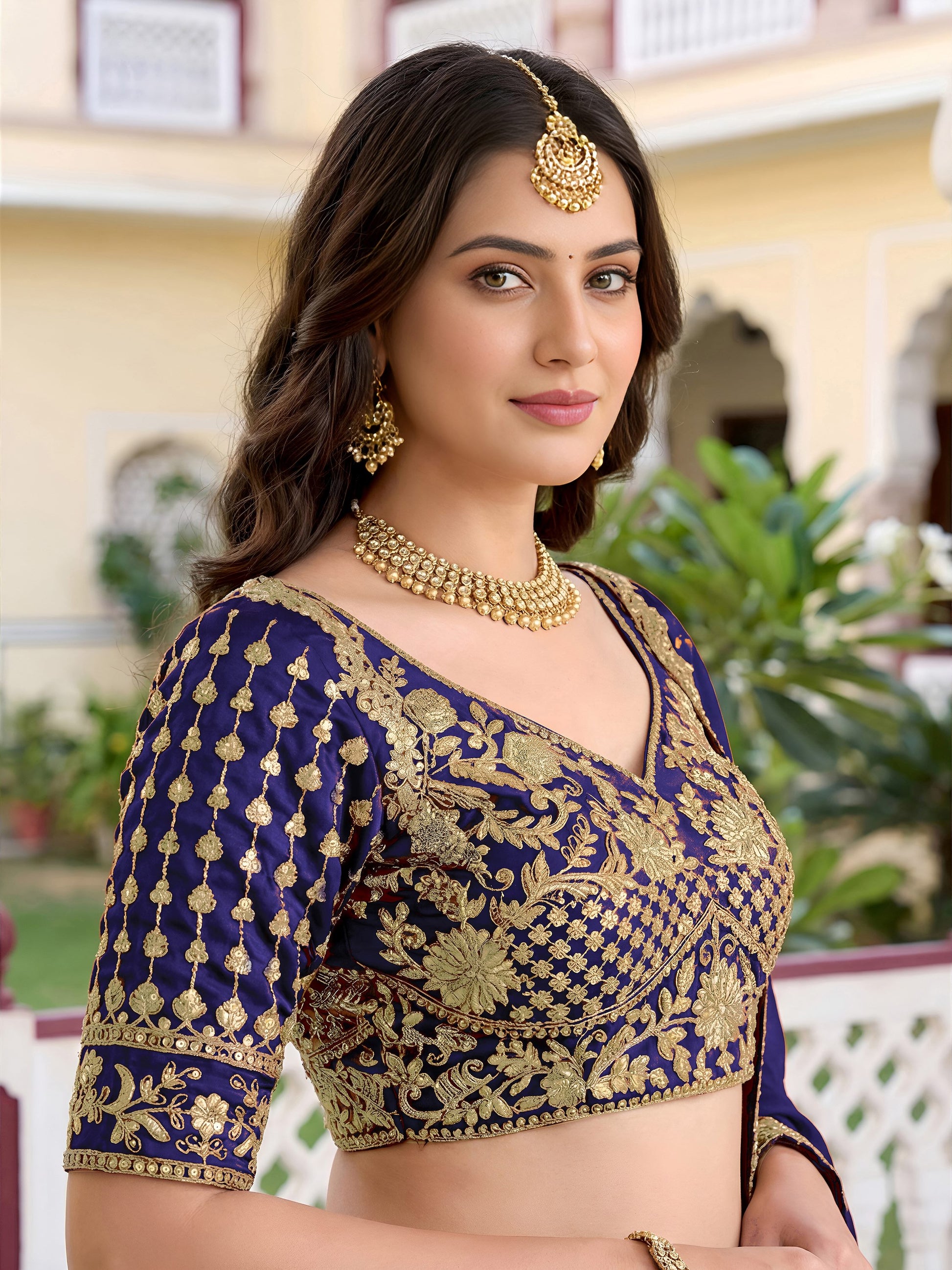 Amazing Navy Blue Sequins Silk Festival Wear Lehenga Choli With Dupatta