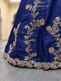 Amazing Navy Blue Sequins Silk Festival Wear Lehenga Choli With Dupatta