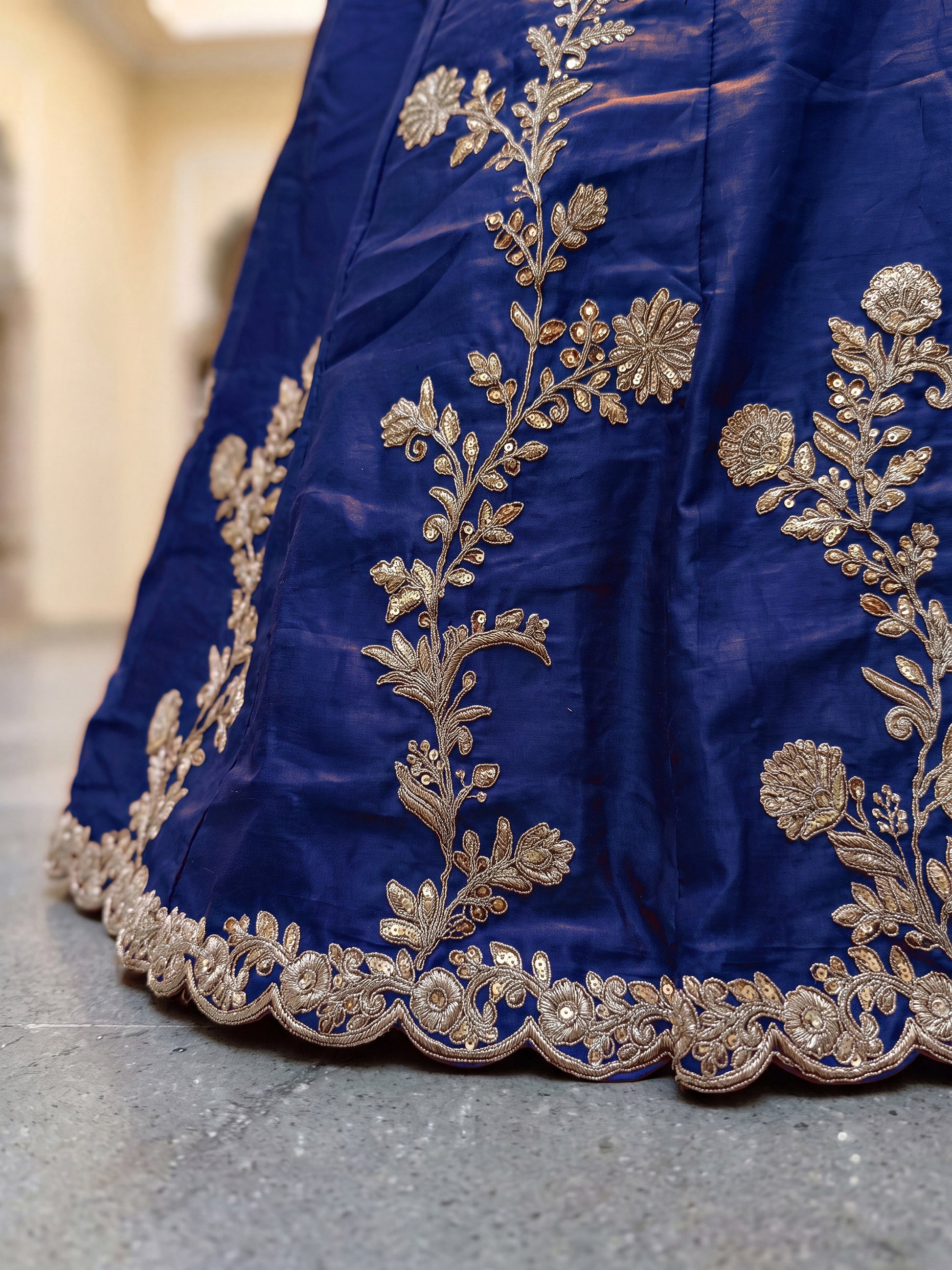 Amazing Navy Blue Sequins Silk Festival Wear Lehenga Choli With Dupatta