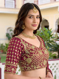 Lovely Maroon Sequins Silk Wedding Wear Lehenga Choli With Dupatta