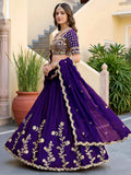 Beautiful Purple Sequins Silk Wedding Wear Lehenga Choli With Dupatta