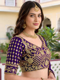 Beautiful Purple Sequins Silk Wedding Wear Lehenga Choli With Dupatta