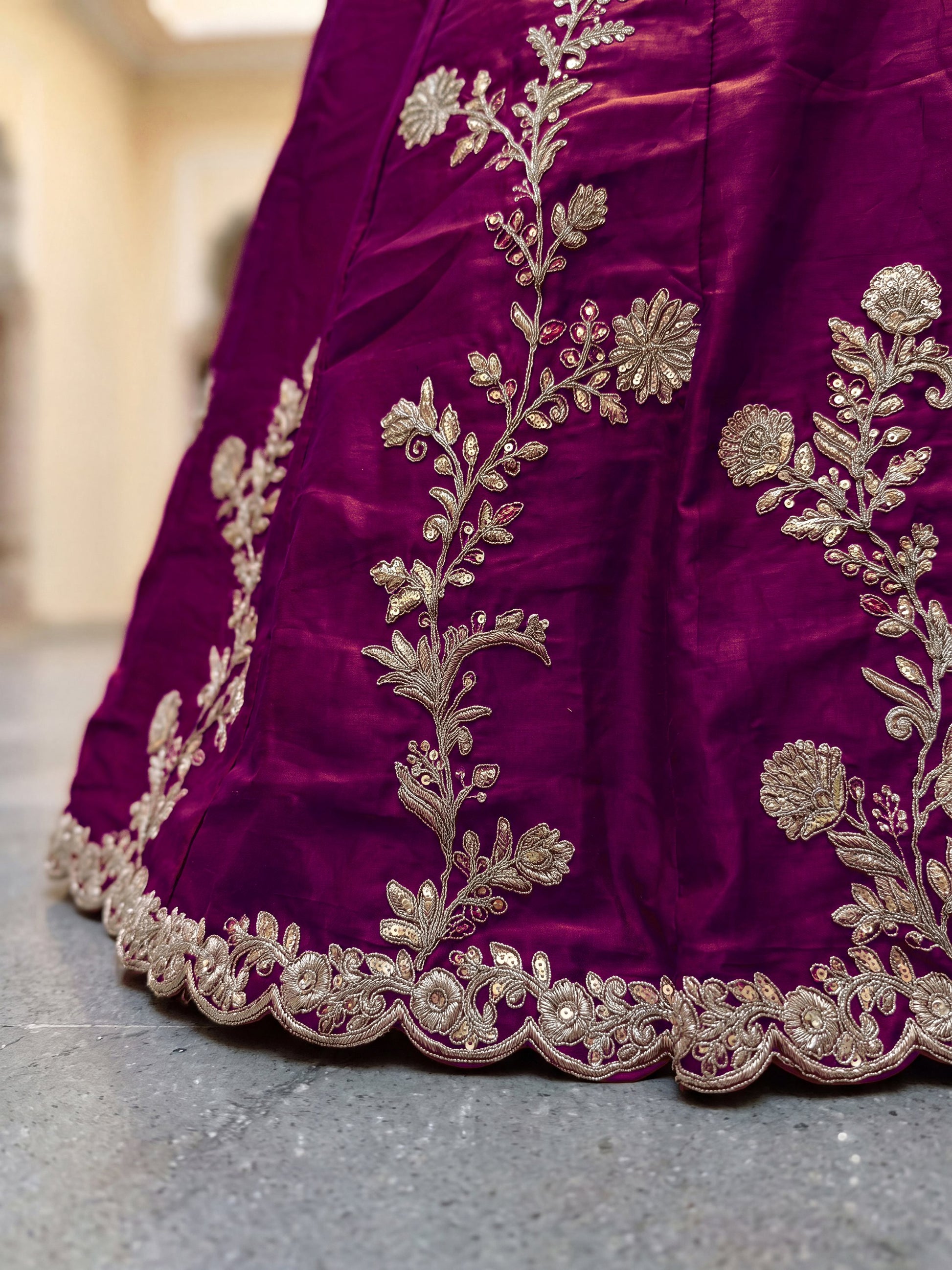 Pretty Wine Thread Embroidery Silk Wedding Wear Lehenga Choli With Dupatta