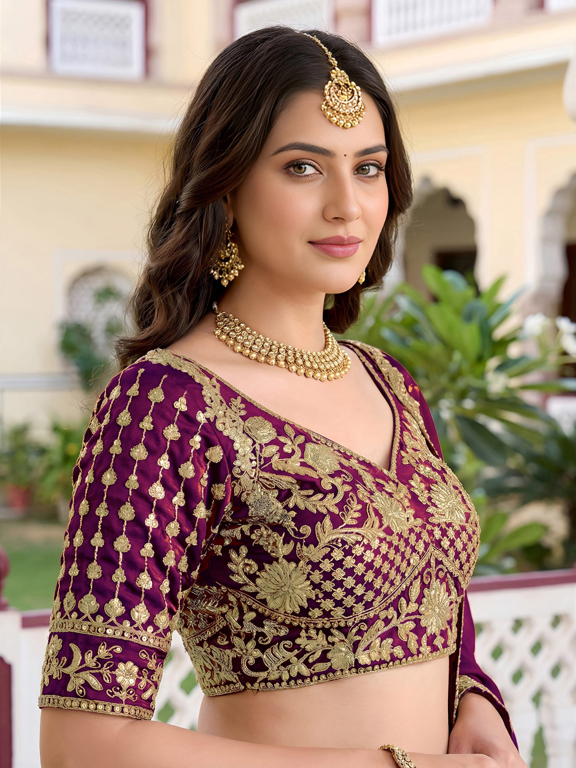 Pretty Wine Thread Embroidery Silk Wedding Wear Lehenga Choli With Dupatta