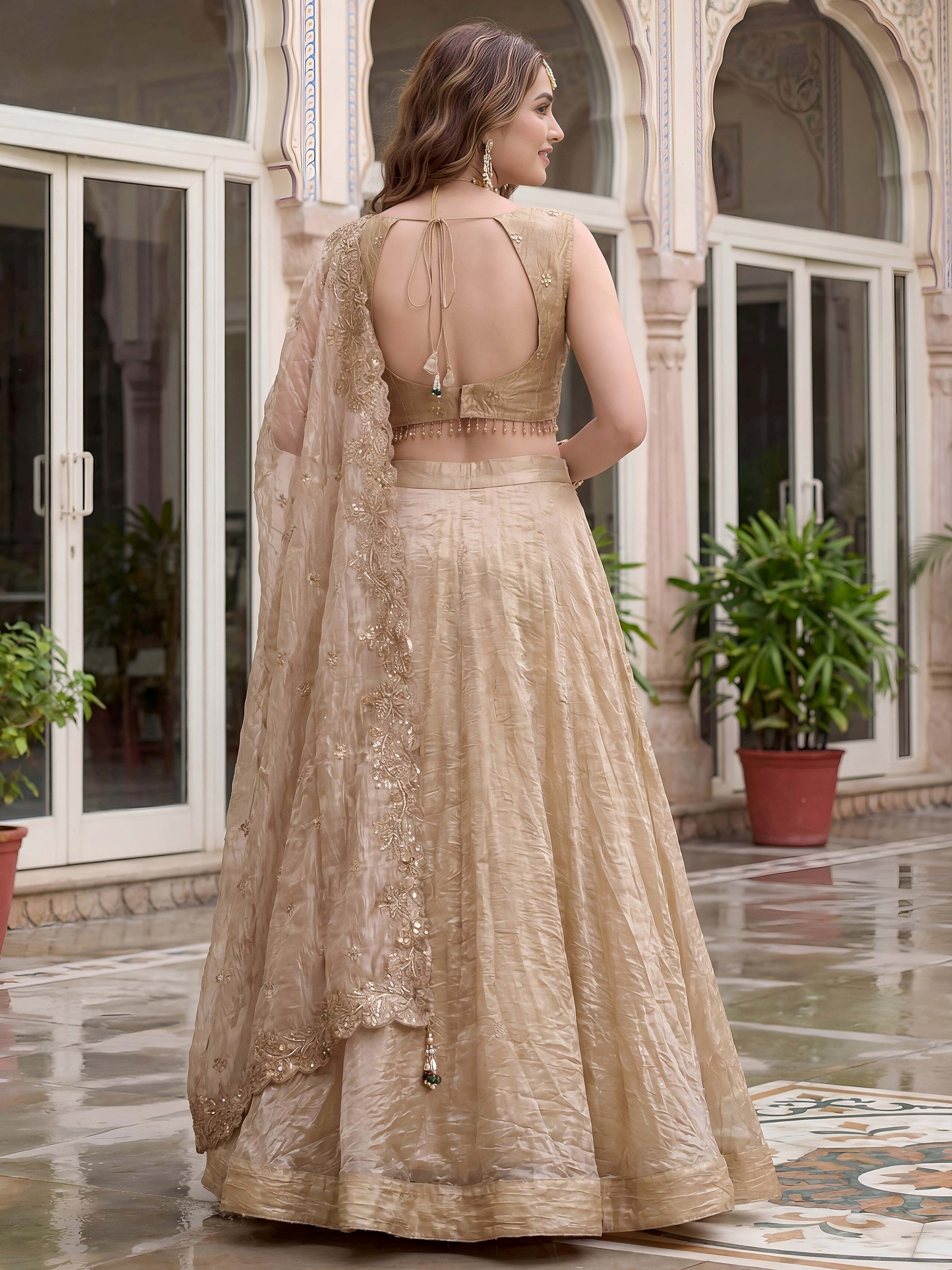 Regal Golden Zari Silk Wedding Wear Lehenga Choli with dupatta