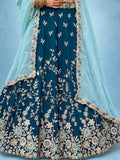 Captivating Blue Dori Work Silk Wedding Wear Lehenga Choli