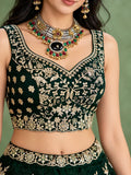 Charming Green Thread Work Silk Mehndi Wear Lehenga Choli
