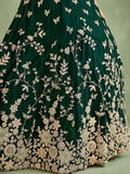 Charming Green Thread Work Silk Mehndi Wear Lehenga Choli