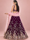 Dazzling Maroon Sequins Work Silk Wedding Wear Lehenga Choli