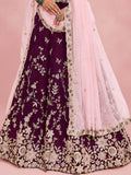Dazzling Maroon Sequins Work Silk Wedding Wear Lehenga Choli