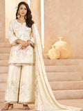 Wonderful Off-White Sequins Embroidery Chinon Event Wear Palazzo Suit