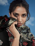 Charming Black Lace Work Brasso Event Wear Saree With Blouse